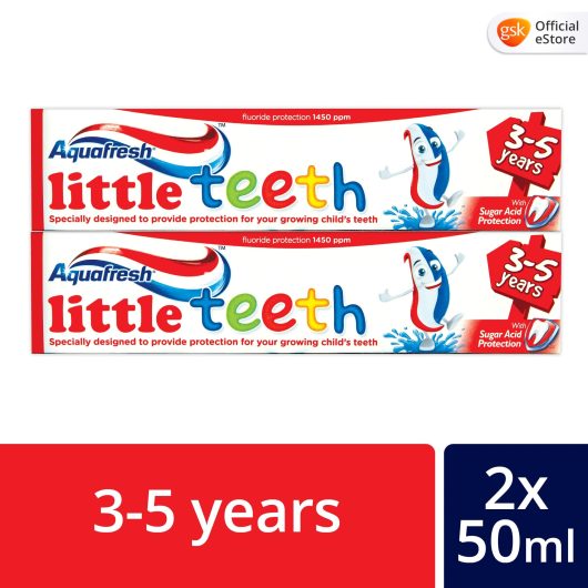 Aquafresh Little teeth Toothpaste for Children 3-5 years old, 50ml Twin Pack